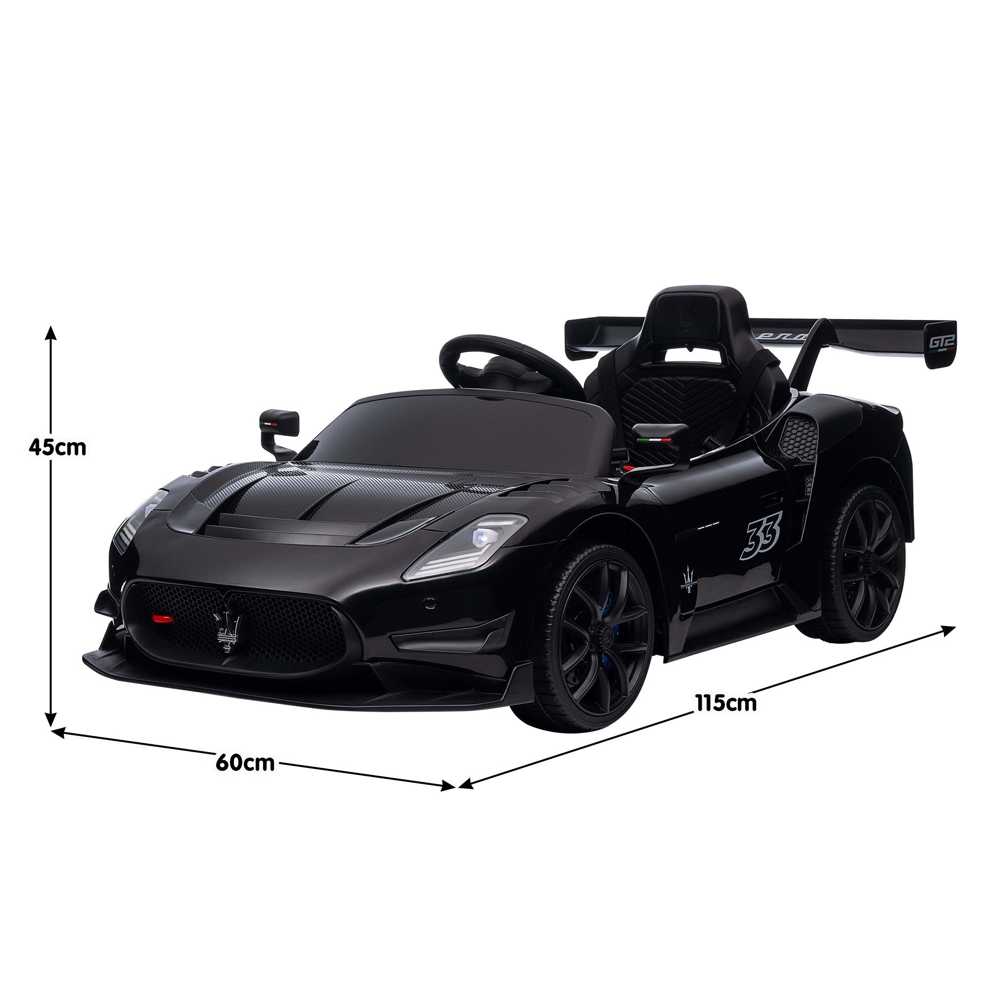Kahuna Maserati MC20 GT2 Licensed Electric Kids Ride On Race Car Black