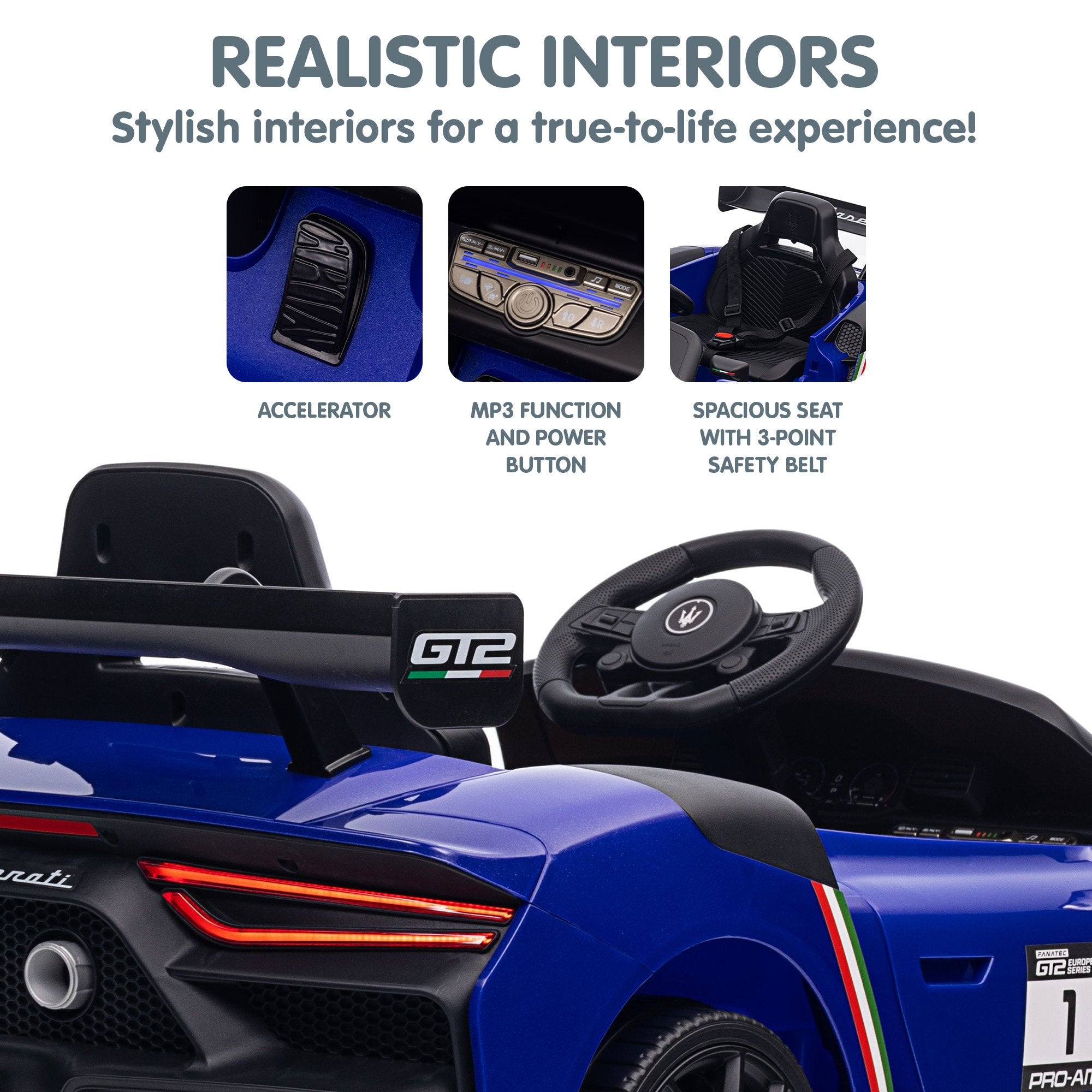 Kahuna Maserati MC20 GT2 Licensed Electric Kids Ride On Race Car Blue